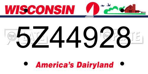 5Z44928 Wisconsin License Plate
