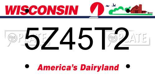 5Z45T2 Wisconsin License Plate