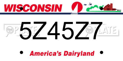5Z45Z7 Wisconsin License Plate