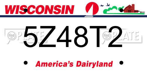 5Z48T2 Wisconsin License Plate