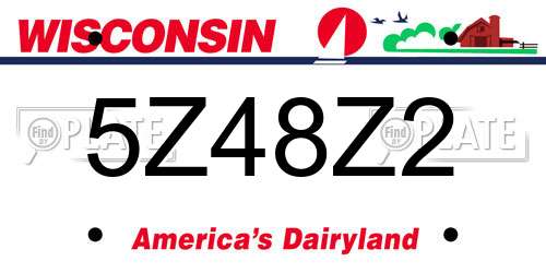 5Z48Z2 Wisconsin License Plate