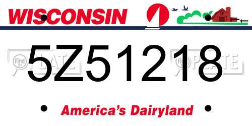 5Z51218 Wisconsin License Plate