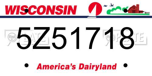 5Z51718 Wisconsin License Plate