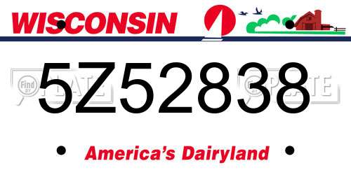 5Z52838 Wisconsin License Plate