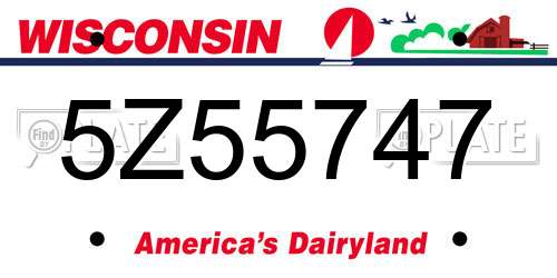 5Z55747 Wisconsin License Plate