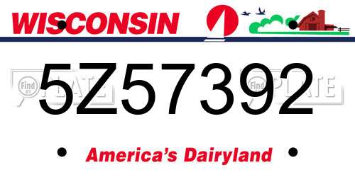 5Z57392 Wisconsin License Plate