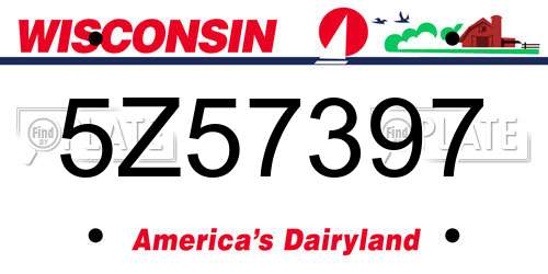 5Z57397 Wisconsin License Plate