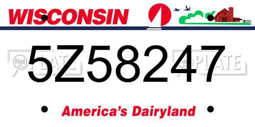 5Z58247 Wisconsin License Plate