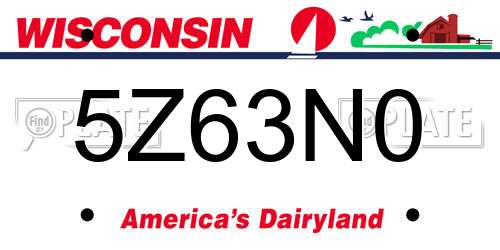 5Z63N0 Wisconsin License Plate