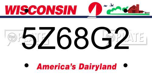 5Z68G2 Wisconsin License Plate