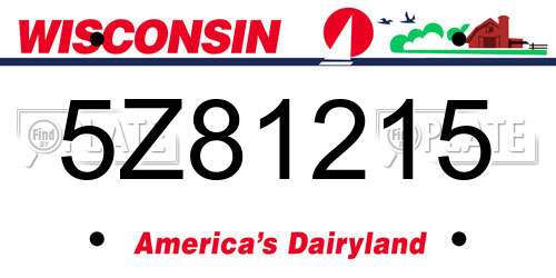 5Z81215 Wisconsin License Plate