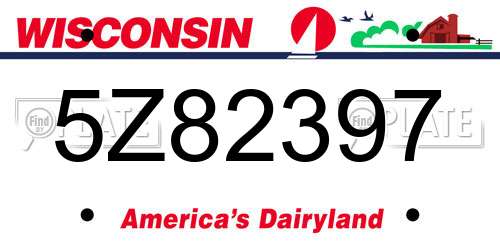 5Z82397 Wisconsin License Plate