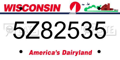 5Z82535 Wisconsin License Plate