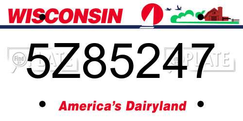 5Z85247 Wisconsin License Plate