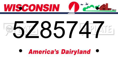 5Z85747 Wisconsin License Plate