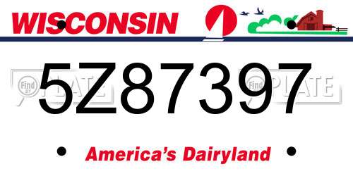 5Z87397 Wisconsin License Plate