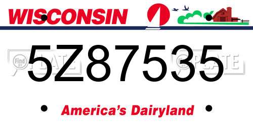 5Z87535 Wisconsin License Plate