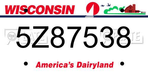 5Z87538 Wisconsin License Plate