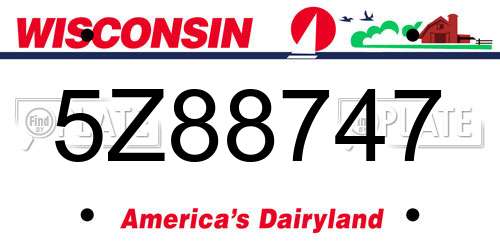 5Z88747 Wisconsin License Plate