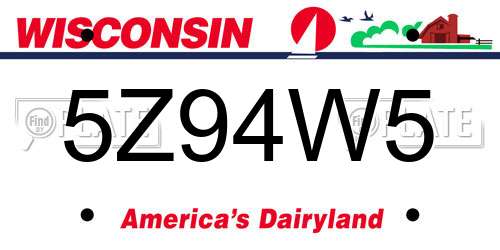 5Z94W5 Wisconsin License Plate