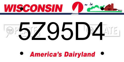 5Z95D4 Wisconsin License Plate