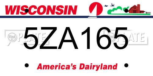 5ZA165 Wisconsin License Plate