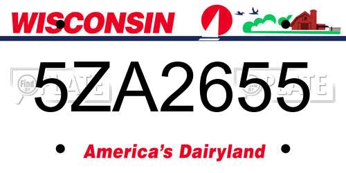 5ZA2655 Wisconsin License Plate
