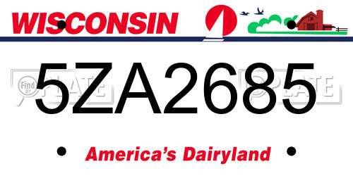 5ZA2685 Wisconsin License Plate