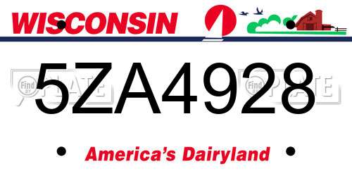 5ZA4928 Wisconsin License Plate