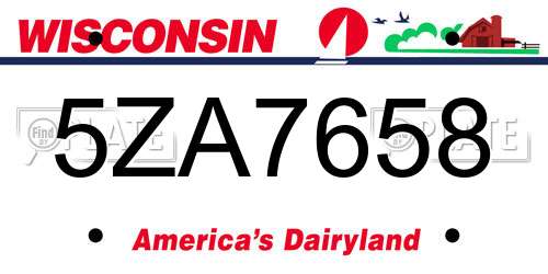 5ZA7658 Wisconsin License Plate