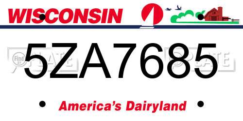 5ZA7685 Wisconsin License Plate