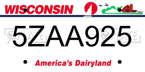 5ZAA925 Wisconsin License Plate