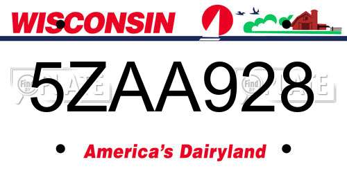 5ZAA928 Wisconsin License Plate