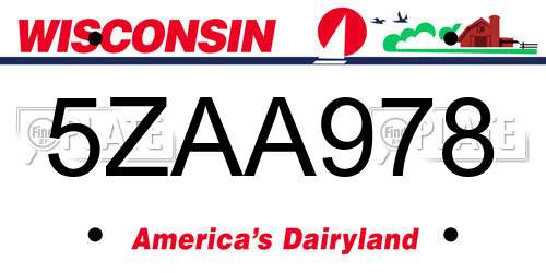 5ZAA978 Wisconsin License Plate