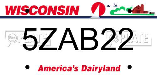 5ZAB22 Wisconsin License Plate