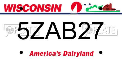 5ZAB27 Wisconsin License Plate