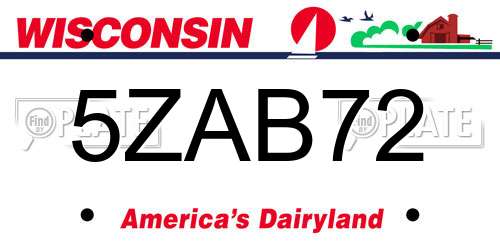 5ZAB72 Wisconsin License Plate