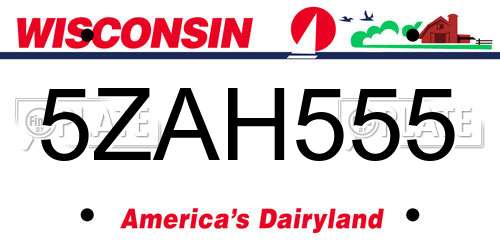 5ZAH555 Wisconsin License Plate