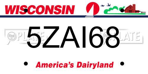 5ZAI68 Wisconsin License Plate