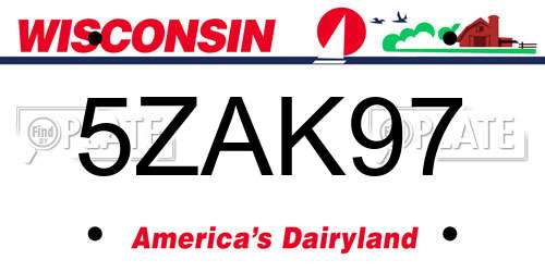 5ZAK97 Wisconsin License Plate