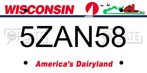5ZAN58 Wisconsin License Plate