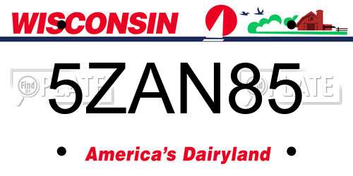 5ZAN85 Wisconsin License Plate