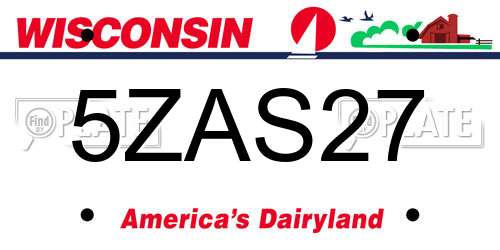5ZAS27 Wisconsin License Plate