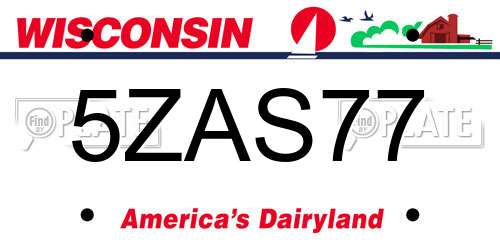 5ZAS77 Wisconsin License Plate