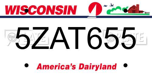 5ZAT655 Wisconsin License Plate