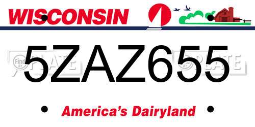 5ZAZ655 Wisconsin License Plate