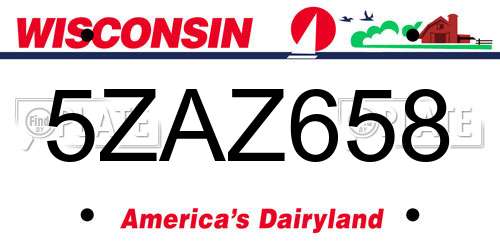 5ZAZ658 Wisconsin License Plate