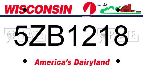 5ZB1218 Wisconsin License Plate