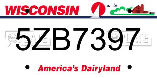 5ZB7397 Wisconsin License Plate