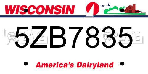5ZB7835 Wisconsin License Plate